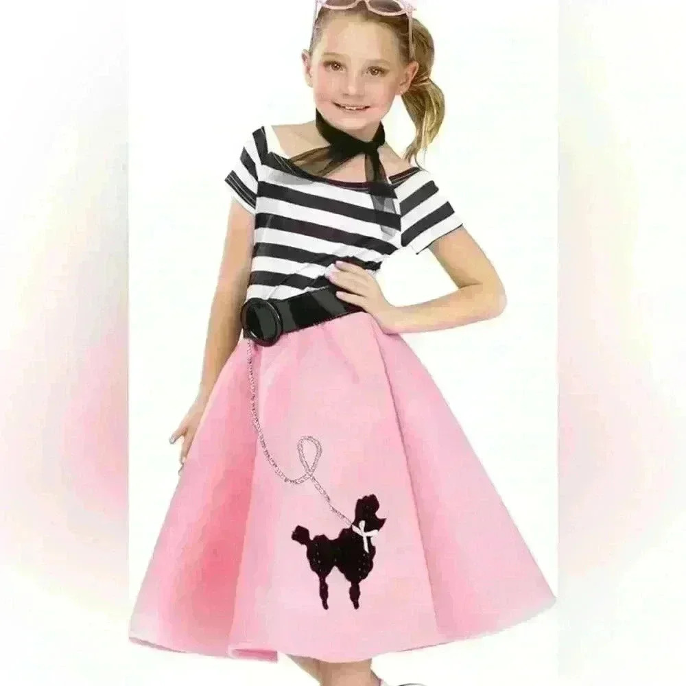 PINK AND BLACK COSTUMES WITH UNIQUE DESIGN SIZE 7